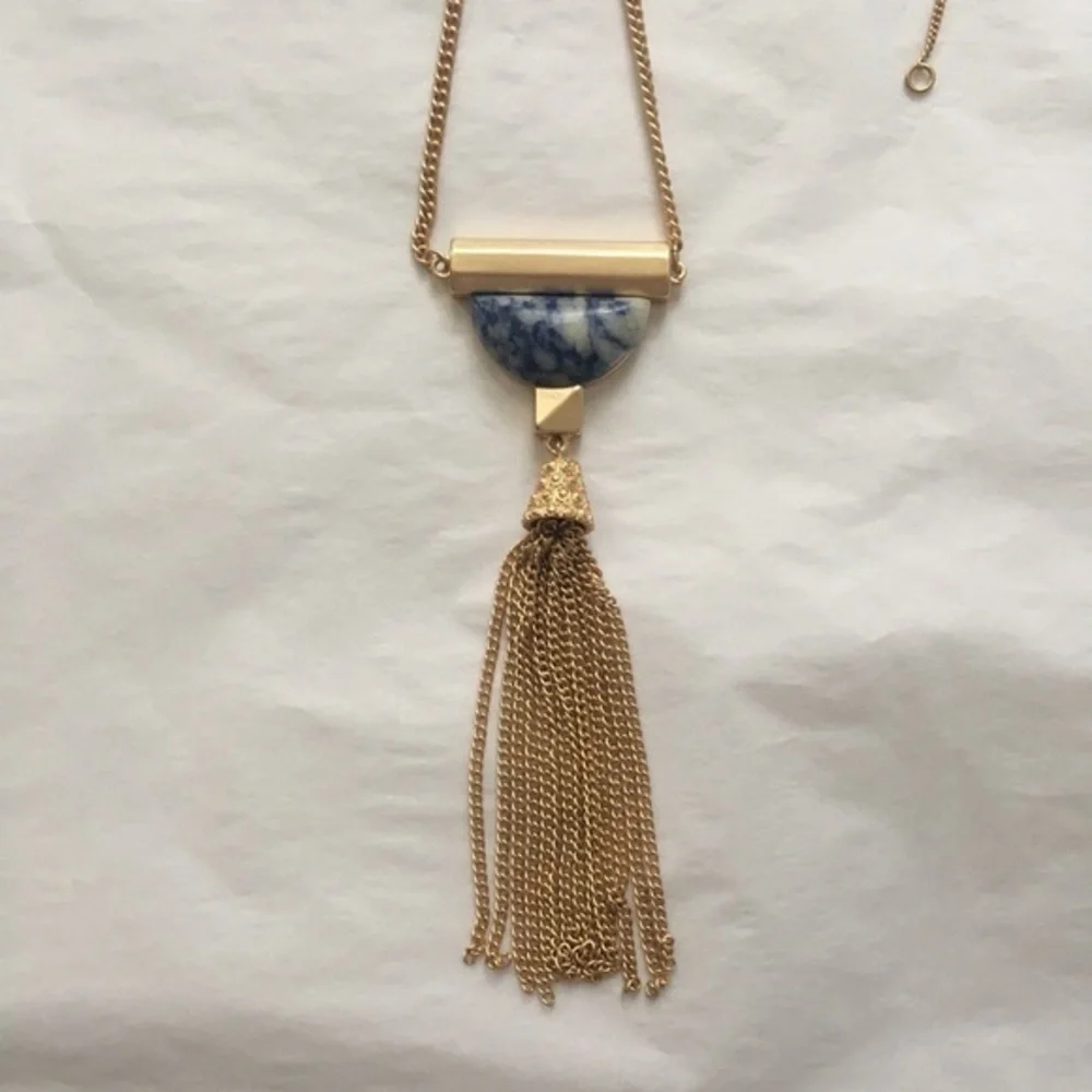 Gold & Marble Tassel Necklace - Picture 1 of 2